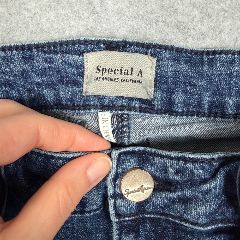 Special A Los Angeles Distressed Frayed Hem Straight Leg Jeans Blue Womens 9 - Picture 6 of 9